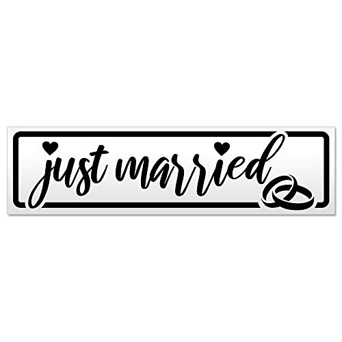 Kiwistar Just Married Ringe Hochzeit Magnetschild Schild magnetisch - 45cm Schwarz - Magnetfolie für Auto PKW Kfz von Kiwistar