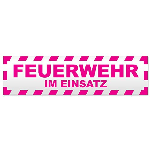 Kiwistar Feuerwehr im Einsatz gestreift Magnetschild Schild magnetisch - 20cm Pink - Magnetfolie für Auto PKW Kfz von Kiwistar