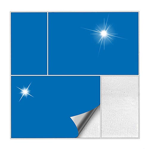 Kiwistar Fliesenaufkleber Azurblau Glänzend - 14,5 x 19,5 cm - 25 Stück - Klebefliesen Fliesenmuster Stickerfliesen Wandfliesen überkleben von Kiwistar