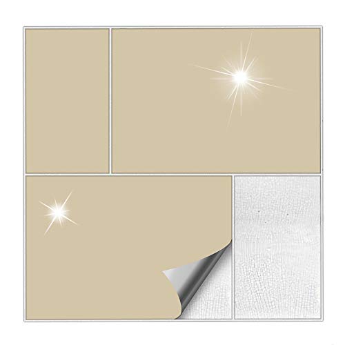 Kiwistar Fliesenaufkleber Beige Glänzend - 15 x 20 cm - 50 Stück - Klebefliesen zum Überkleben von Wandfliesen - Fliesensticker für Küche Bad Fliesenmuster - selbstklebend und wasserfest von Kiwistar