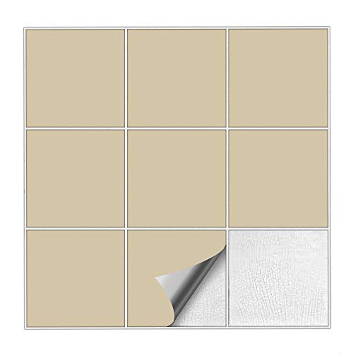 Kiwistar Fliesenaufkleber Beige Seidenmatt - 10 x 10 cm - 25 Stück - Klebefliesen Fliesenmuster Stickerfliesen Wandfliesen überkleben von Kiwistar