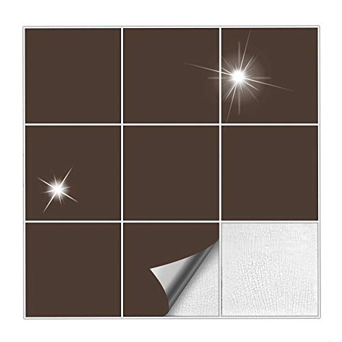 Kiwistar Fliesenaufkleber Braun Glänzend - 14,8 x 14,8 cm - 50 Stück - Klebefliesen zum Überkleben von Wandfliesen - Fliesensticker für Küche Bad Fliesenmuster - selbstklebend und wasserfest von Kiwistar
