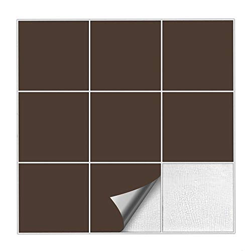 Kiwistar Fliesenaufkleber Braun Seidenmatt - 20 x 20 cm - 50 Stück - Klebefliesen zum Überkleben von Wandfliesen - Fliesensticker für Küche Bad Fliesenmuster - selbstklebend und wasserfest von Kiwistar