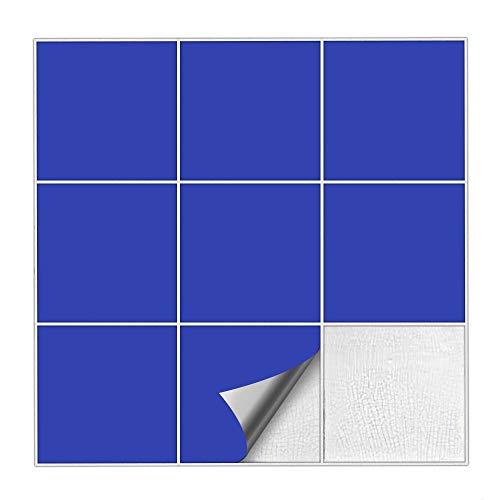Kiwistar Fliesenaufkleber Brillantblau Seidenmatt - 30 x 30 cm - 1 Stück - Klebefliesen zum Überkleben von Wandfliesen - Fliesensticker für Küche Bad Fliesenmuster - selbstklebend und wasserfest von Kiwistar