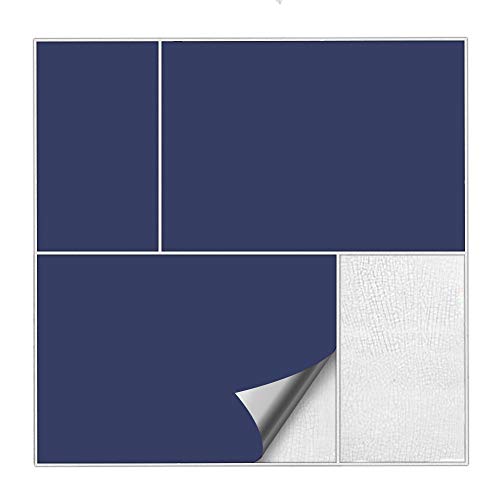 Kiwistar Fliesenaufkleber Dunkelblau Seidenmatt - 10 x 20 cm - 50 Stück - Klebefliesen Fliesenmuster Stickerfliesen Wandfliesen überkleben - selbstklebend für glatte Flächen von Kiwistar