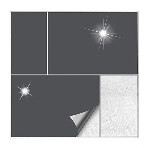 Kiwistar Fliesenaufkleber Dunkelgrau Glänzend - 14,7 x 19,7 cm - 1 Stück - Klebefliesen zum Überkleben von Wandfliesen - Fliesensticker für Küche Bad Fliesenmuster - selbstklebend und wasserfest von Kiwistar