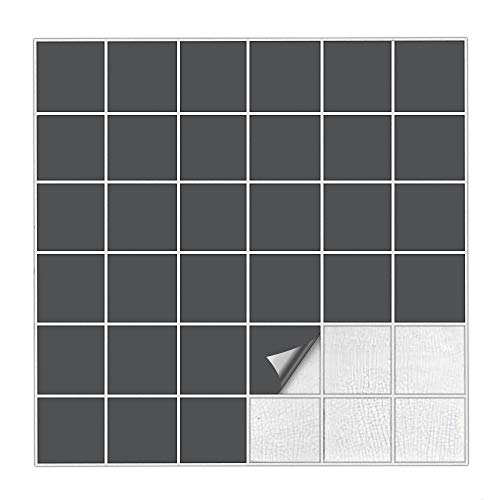 Kiwistar Fliesenaufkleber Dunkelgrau Seidenmatt - 5 x 5 cm - 1 Stück - Klebefliesen zum Überkleben von Wandfliesen - Fliesensticker für Küche Bad Fliesenmuster - selbstklebend und wasserfest von Kiwistar