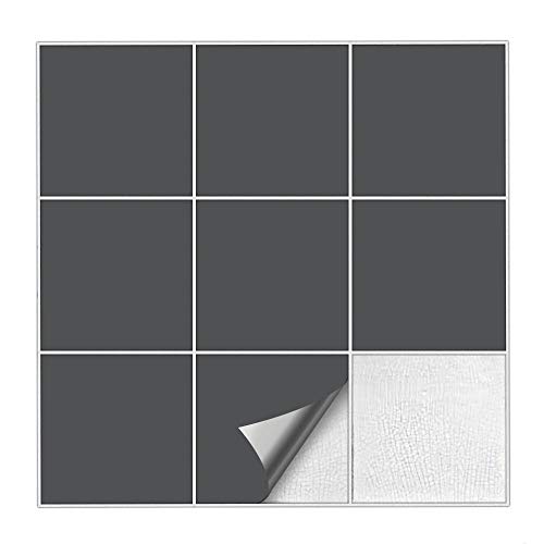Kiwistar Fliesenaufkleber Dunkelgrau Seidenmatt - 9,5 x 9,5 cm - 1 Stück - Klebefliesen zum Überkleben von Wandfliesen - Fliesensticker für Küche Bad Fliesenmuster - selbstklebend und wasserfest von Kiwistar