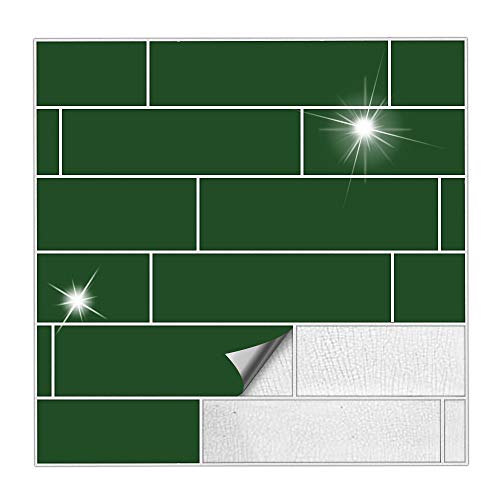 Kiwistar Fliesenaufkleber Dunkelgrün Glänzend - 2,5 x 15 cm - 100 Stück - Klebefliesen zum Überkleben von Wandfliesen - Fliesensticker für Küche Bad Fliesenmuster - selbstklebend und wasserfest von Kiwistar