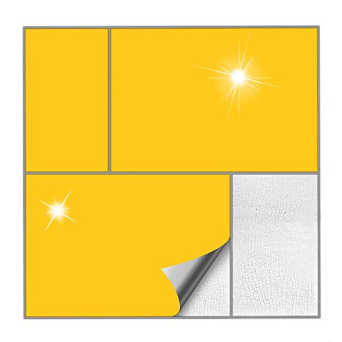 Kiwistar Fliesenaufkleber Gelb Glänzend - 15 x 20 cm - 50 Stück - Klebefliesen zum Überkleben von Wandfliesen - Fliesensticker für Küche Bad Fliesenmuster - selbstklebend und wasserfest von Kiwistar