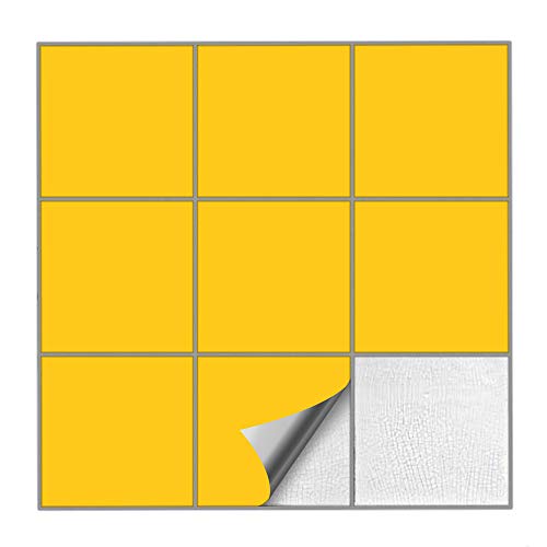 Kiwistar Fliesenaufkleber Gelb Seidenmatt - 33 x 33 cm - 1 Stück - Klebefliesen zum Überkleben von Wandfliesen - Fliesensticker für Küche Bad Fliesenmuster - selbstklebend und wasserfest von Kiwistar