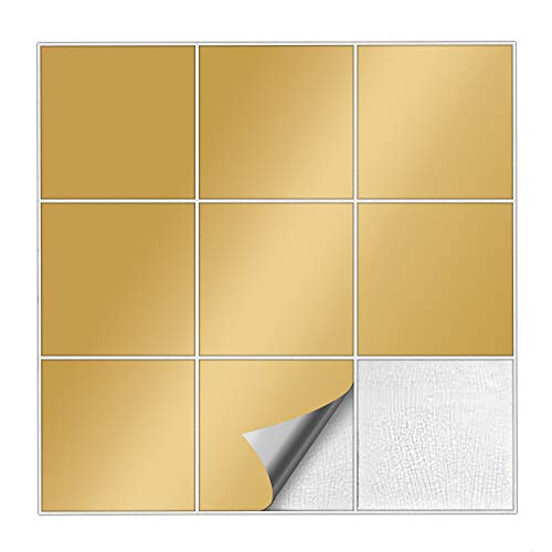 Kiwistar Fliesenaufkleber Gold Seidenmatt - 10 x 10 cm - 50 Stück - Klebefliesen zum Überkleben von Wandfliesen - Fliesensticker für Küche Bad Fliesenmuster - selbstklebend und wasserfest Kiwistar Fliesenaufkleber Gold Seidenmatt - 10 x 10 cm - 50 Stück - Klebefliesen zum Überkleben von Wandfliesen - Fliesensticker für Küche Bad Fliesenmuster - selbstklebend und wasserfest von Kiwistar