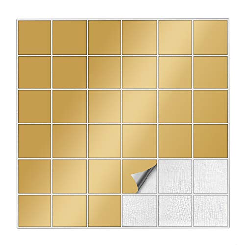 Kiwistar Fliesenaufkleber Gold Seidenmatt - 7 x 7 cm - 50 Stück - Klebefliesen zum Überkleben von Wandfliesen - Fliesensticker für Küche Bad Fliesenmuster - selbstklebend und wasserfest Kiwistar Fliesenaufkleber Gold Seidenmatt - 7 x 7 cm - 50 Stück - Klebefliesen zum Überkleben von Wandfliesen - Fliesensticker für Küche Bad Fliesenmuster - selbstklebend und wasserfest von Kiwistar