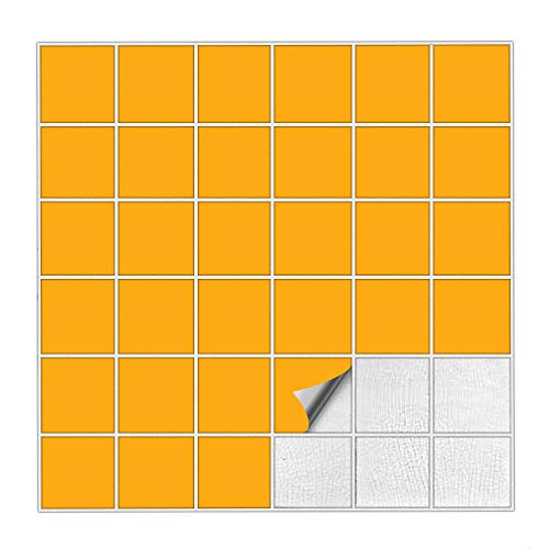 Kiwistar Fliesenaufkleber Goldgelb Seidenmatt - 2,2 x 2,2 cm - 1 Stück - Klebefliesen zum Überkleben von Wandfliesen - Fliesensticker für Küche Bad Fliesenmuster - selbstklebend und wasserfest von Kiwistar