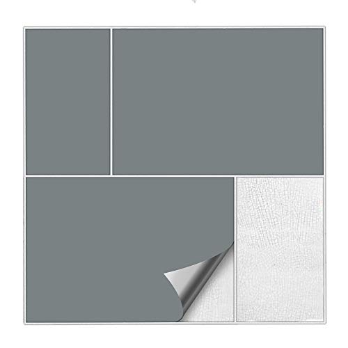 Kiwistar Fliesenaufkleber Grau Seidenmatt - 14,7 x 19,7 cm - 25 Stück - Klebefliesen Fliesenmuster Stickerfliesen Wandfliesen überkleben - selbstklebend für glatte Flächen von Kiwistar