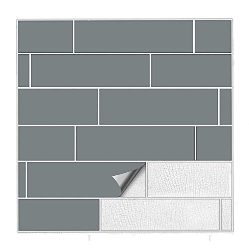 Kiwistar Fliesenaufkleber Grau Seidenmatt - 5 x 25 cm - 25 Stück - Klebefliesen zum Überkleben von Wandfliesen - Fliesensticker für Küche Bad Fliesenmuster - selbstklebend und wasserfest von Kiwistar