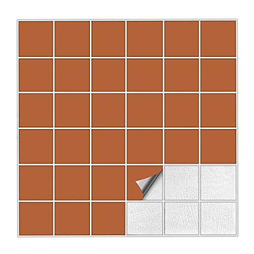 Kiwistar Fliesenaufkleber Haselnussbraun Seidenmatt - 2,2 x 2,2 cm - 1 Stück - Klebefliesen zum Überkleben von Wandfliesen - Fliesensticker für Küche Bad Fliesenmuster - selbstklebend und wasserfest von Kiwistar
