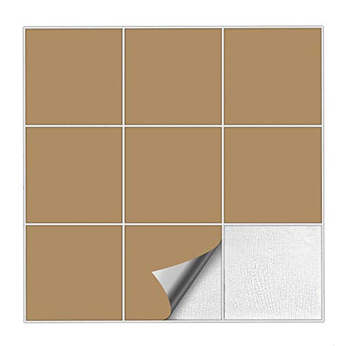 Kiwistar Fliesenaufkleber Hellbraun Seidenmatt - 9,5 x 9,5 cm - 25 Stück - Klebefliesen zum Überkleben von Wandfliesen - Fliesensticker für Küche Bad Fliesenmuster - selbstklebend und wasserfest von Kiwistar