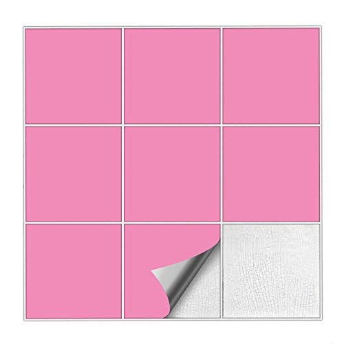 Kiwistar Fliesenaufkleber Hellrosa Seidenmatt - 9,5 x 9,5 cm - 50 Stück - Klebefliesen zum Überkleben von Wandfliesen - Fliesensticker für Küche Bad Fliesenmuster - selbstklebend und wasserfest von Kiwistar