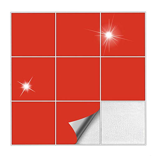 Kiwistar Fliesenaufkleber Hellrot Glänzend - 14,8 x 14,8 cm - 50 Stück - Klebefliesen zum Überkleben von Wandfliesen - Fliesensticker für Küche Bad Fliesenmuster - selbstklebend und wasserfest Kiwistar Fliesenaufkleber Hellrot Glänzend - 14,8 x 14,8 cm - 50 Stück - Klebefliesen zum Überkleben von Wandfliesen - Fliesensticker für Küche Bad Fliesenmuster - selbstklebend und wasserfest von Kiwistar