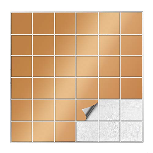 Kiwistar Fliesenaufkleber Kupfer Seidenmatt - 2,2 x 2,2 cm - 1 Stück - Klebefliesen zum Überkleben von Wandfliesen - Fliesensticker für Küche Bad Fliesenmuster - selbstklebend und wasserfest von Kiwistar