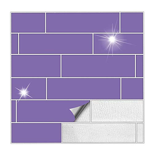 Kiwistar Fliesenaufkleber Lavendel Glänzend - 2,5 x 15 cm - 100 Stück - Klebefliesen zum Überkleben von Wandfliesen - Fliesensticker für Küche Bad Fliesenmuster - selbstklebend und wasserfest von Kiwistar
