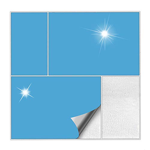 Kiwistar Fliesenaufkleber Lichtblau Glänzend - 14,7 x 19,7 cm - 50 Stück - Klebefliesen zum Überkleben von Wandfliesen - Fliesensticker für Küche Bad Fliesenmuster - selbstklebend und wasserfest von Kiwistar