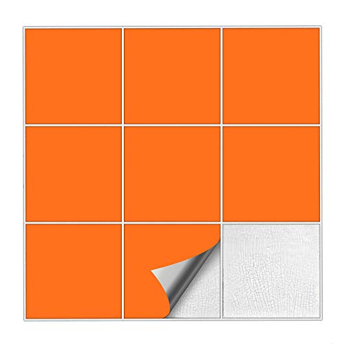 Kiwistar Fliesenaufkleber Pastellorange Seidenmatt - 19,5 x 19,5 cm - 50 Stück - Klebefliesen zum Überkleben von Wandfliesen - Fliesensticker für Küche Bad Fliesenmuster - selbstklebend und wasserfest von Kiwistar