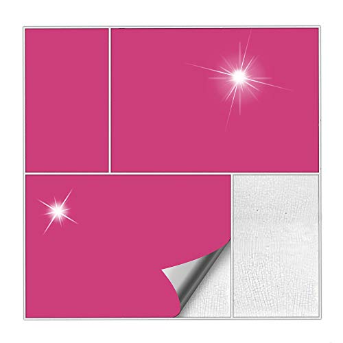 Kiwistar Fliesenaufkleber Pink Glänzend - 15 x 20 cm - 50 Stück - Klebefliesen zum Überkleben von Wandfliesen - Fliesensticker für Küche Bad Fliesenmuster - selbstklebend und wasserfest von Kiwistar