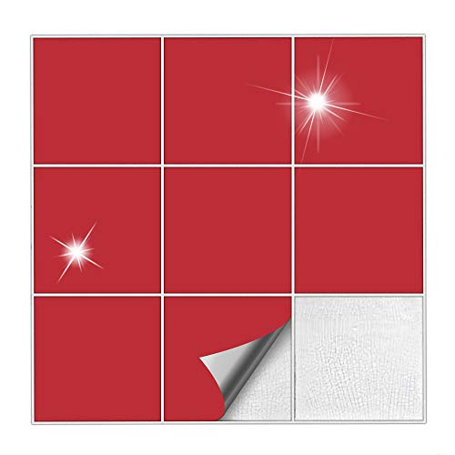 Kiwistar Fliesenaufkleber Rot Glänzend - 14,8 x 14,8 cm - 50 Stück - Klebefliesen zum Überkleben von Wandfliesen - Fliesensticker für Küche Bad Fliesenmuster - selbstklebend und wasserfest Kiwistar Fliesenaufkleber Rot Glänzend - 14,8 x 14,8 cm - 50 Stück - Klebefliesen zum Überkleben von Wandfliesen - Fliesensticker für Küche Bad Fliesenmuster - selbstklebend und wasserfest von Kiwistar