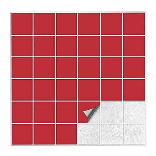 Kiwistar Fliesenaufkleber Rot Seidenmatt - 5 x 5 cm - 25 Stück - Klebefliesen zum Überkleben von Wandfliesen - Fliesensticker für Küche Bad Fliesenmuster - selbstklebend und wasserfest Kiwistar Fliesenaufkleber Rot Seidenmatt - 5 x 5 cm - 25 Stück - Klebefliesen zum Überkleben von Wandfliesen - Fliesensticker für Küche Bad Fliesenmuster - selbstklebend und wasserfest von Kiwistar