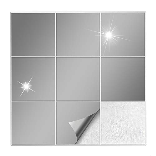 Kiwistar Fliesenaufkleber Silbergrau Glänzend - 30 x 30 cm - 25 Stück - Klebefliesen Fliesenmuster Stickerfliesen Wandfliesen überkleben - selbstklebend für glatte Flächen von Kiwistar