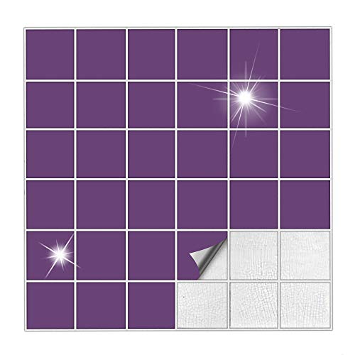 Kiwistar Fliesenaufkleber Violett Glänzend - 7,5 x 7,5 cm - 25 Stück - Klebefliesen zum Überkleben von Wandfliesen - Fliesensticker für Küche Bad Fliesenmuster - selbstklebend und wasserfest Kiwistar Fliesenaufkleber Violett Glänzend - 7,5 x 7,5 cm - 25 Stück - Klebefliesen zum Überkleben von Wandfliesen - Fliesensticker für Küche Bad Fliesenmuster - selbstklebend und wasserfest von Kiwistar