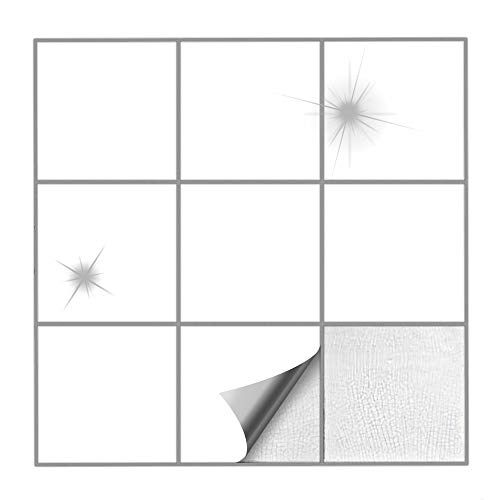 Kiwistar Fliesenaufkleber Weiss Glänzend - 14,8 x 14,8 cm - 100 Stück - Klebefliesen Fliesenmuster Stickerfliesen Wandfliesen überkleben von Kiwistar