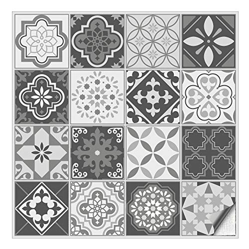 Kiwistar Fliesenmuster Stickerfliesen Klebefliesen Fliesen-Folie Sticker Aufkleber Küche Wand-Fliesen überkleben 20 x 20 cm 16 Stück im Set von Kiwistar