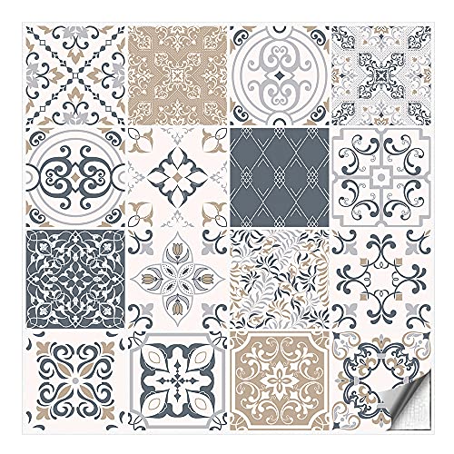 Kiwistar Fliesenmuster Stickerfliesen Klebefliesen Fliesen-Folie Sticker Aufkleber Küche Wand-Fliesen überkleben 7,5 x 7,5 cm 16 Stück im Set von Kiwistar