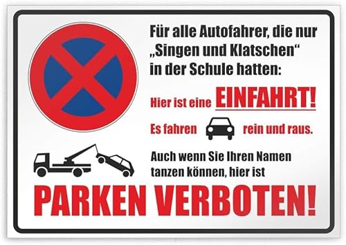 Kiwistar UG - Schild - Hier ist eine Einfahrt! Parken verboten Namen tanzen Parkplatzschild Alu Verbund Platte - 21 x 15cm von Kiwistar