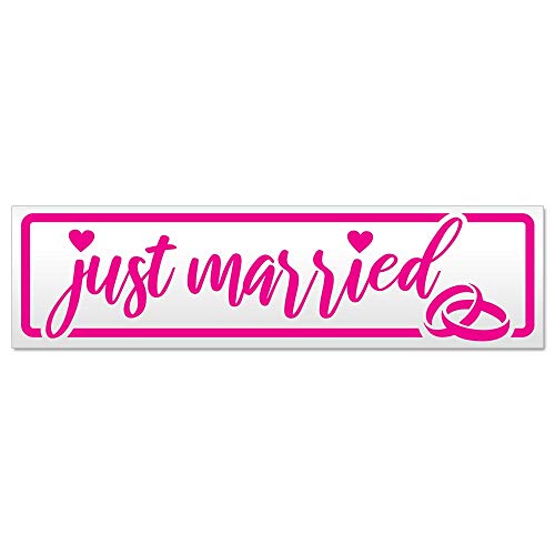 Kiwistar Just Married Ringe Hochzeit Magnetschild Schild magnetisch - 45cm Pink - Magnetfolie für Auto PKW Kfz von Kiwistar