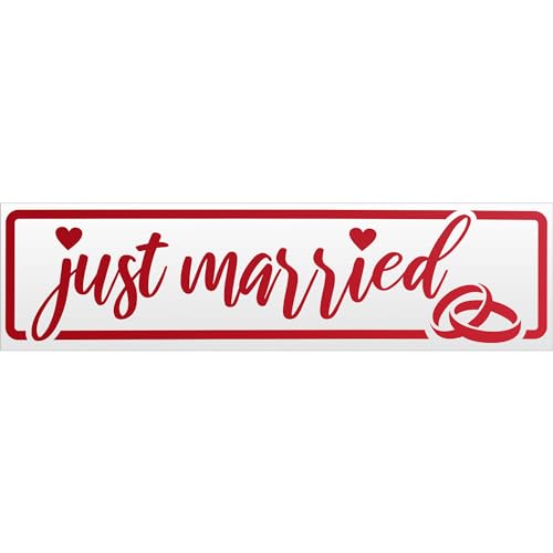 Kiwistar Just Married Ringe Hochzeit Magnetschild Schild magnetisch - 60cm Rot - reflektierend - Magnetfolie für Auto PKW Kfz von Kiwistar