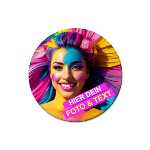 Kiwistar - Magnet-Sticker Ø5,5cm - Magnet - selbst gestalten - Foto - Wunschtext - individuell Bedruckt - personalisiert - Geschenkidee - Kühlschrank - Sticker mit Foto und Text von Kiwistar