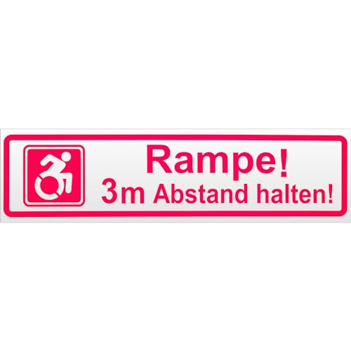 Kiwistar Rampe! Motiv 3m Abstand halten! Magnetschild Schild magnetisch - 20cm Neonpink - Magnetfolie für Auto PKW Kfz von Kiwistar