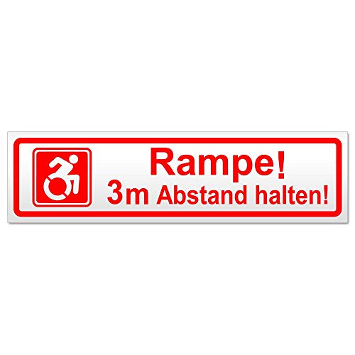 Kiwistar Rampe! Motiv 3m Abstand halten! Magnetschild Schild magnetisch - 20cm Rot - Magnetfolie für Auto PKW Kfz von Kiwistar