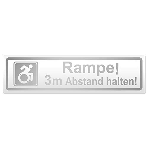 Kiwistar Rampe! Motiv 3m Abstand halten! Magnetschild Schild magnetisch - 20cm Silber - Magnetfolie für Auto PKW Kfz von Kiwistar