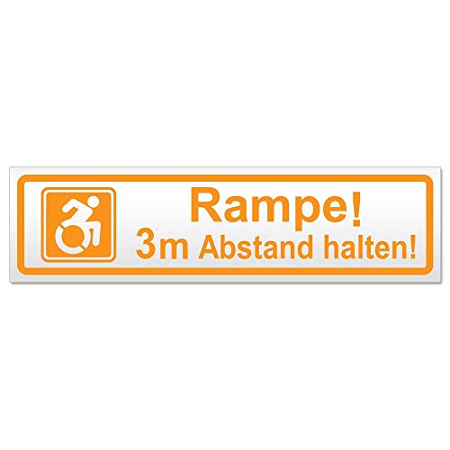 Kiwistar Rampe! Motiv 3m Abstand halten! Magnetschild Schild magnetisch - 30cm Orange - Magnetfolie für Auto PKW Kfz von Kiwistar