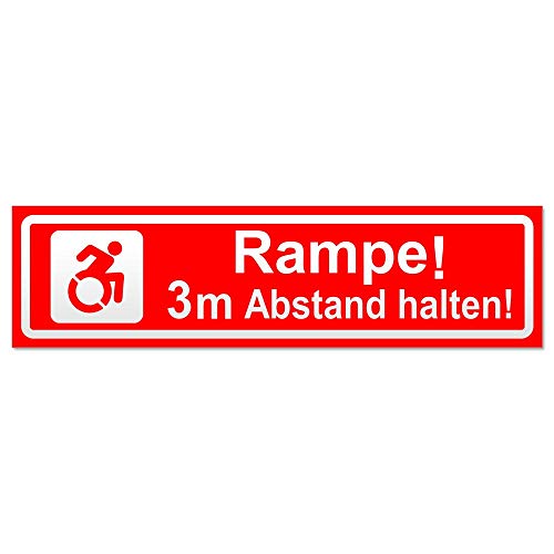 Kiwistar Rampe Motiv 3m Abstand invertiert Magnetschild Schild magnetisch - 45cm Rot - Magnetfolie für Auto PKW Kfz von Kiwistar