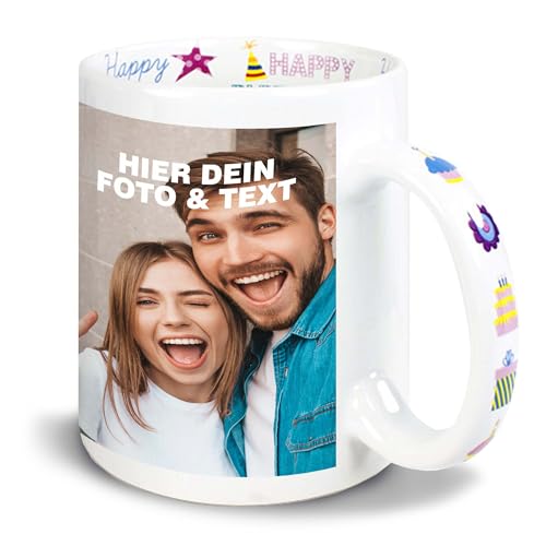 Kiwistar Tasse happy birthday - Foto und Text - individuell personalisiert mit Wunschtext bedruckt - Geburtstag - Geschenk - Tassen selber personalisieren - Spruch - Geschenk - Motivtasse von Kiwistar