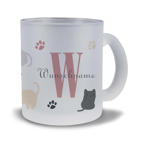 Kiwistar Tasse satiniert Glas - Katzen - individuell personalisiert mit Wunschtext bedruckt - Texttasse selbst gestalten - Tassen selber personalisieren - Spruch - Geschenk - Motivtasse von Kiwistar