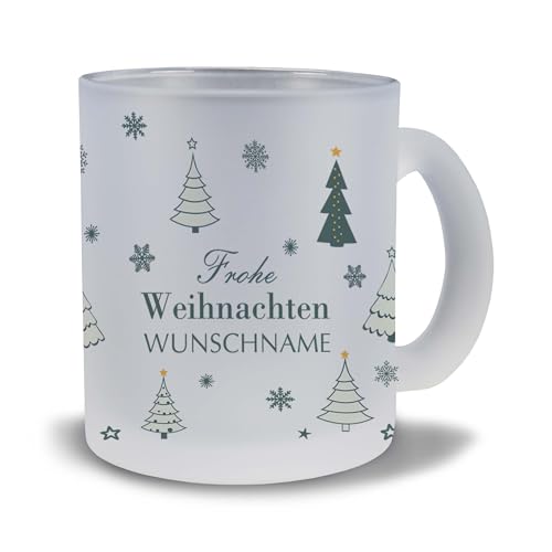 Kiwistar Tasse satiniert Glas - Weihnachten Tanne - individuell personalisiert mit Wunschtext bedruckt - Texttasse selbst gestalten - Tassen selber personalisieren - Spruch - Geschenk - Motivtasse von Kiwistar