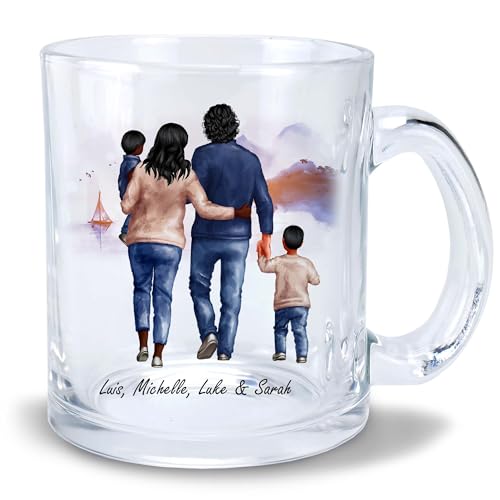 Kiwistar Tasse transparent Glas - Beste Freunde - Familie Baby - individuell personalisiert mit Wunschtext bedruckt - selbst gestalten - Tassen selber personalisieren - mit Namen - Motivtasse von Kiwistar