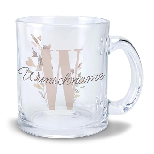 Kiwistar Tasse transparent Glas - Name Gras - individuell personalisiert mit Wunschtext bedruckt - Texttasse selbst gestalten - Tassen selber personalisieren - Spruch - Geschenk - Motivtasse von Kiwistar